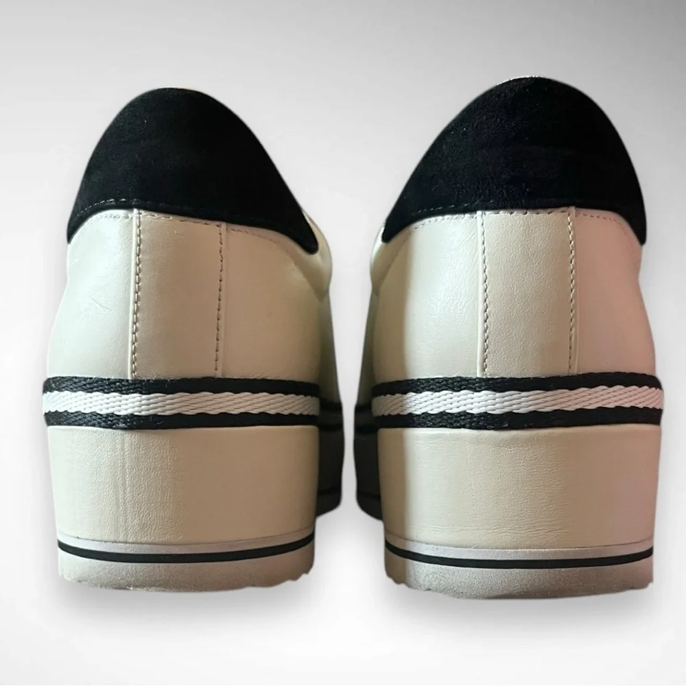 JOIE Women's Dabnis White Stripe Platform Sneakers‎ Size 37 | EUC